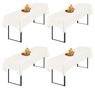 Produktbild von Biertisch-Tischdecken 4 Stück Elfenbein 250x100 cm Polyester waschbar knitterfrei