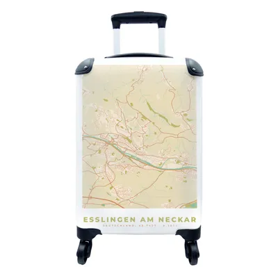 Produktbild von MuchoWow® Koffer Handgepäck Trolley Rollkoffer Kleine Reisekoffer mit 4 Rollen - Esslingen am Neckar - Karte - Vintage - Stadtplan - Cabin Size < 55x40x23 cm & 55x40x20 cm - Fotokoffer - Kabinenkoffer - Boardgepäck - Reise-Box - Reisekoffer - Reisegepäck - Koffer mit Bild - Trolley für Kinder