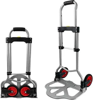 Produktbild von Klapbarer Transportwagen Tragkraft 60 kg Verstellbarer Teleskopgriff Silber