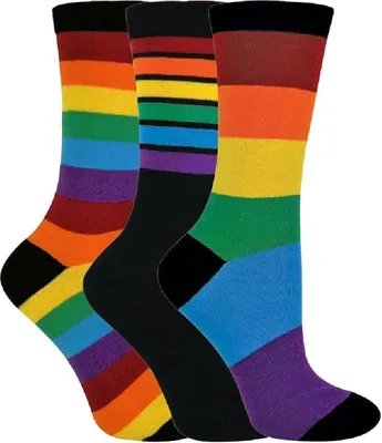 Produktbild von Sock Snob - 3er Pack Kinder Regenbogen Socken Bunt Streifen für Jungen Mädchen