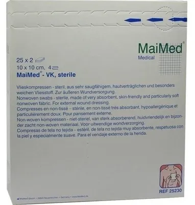 Productafbeelding van MaiMed steriele gaaskompressen, 4-laags, 50 stuks, 10 x 10 cm