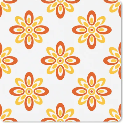 Produktbild von MuchoWow® Mauspad Mousepad Muster - 70er Jahre - Blumen - Orange 20x20 cm - Mousepads - Maus Mat - Pad - Mausunterlage - Desk Mat - Bureauartikeln