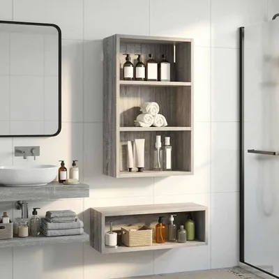Produktbild von vidaXL Badezimmer-Wandschrank Graues Sonoma 40 x 16 x 62,5 cm