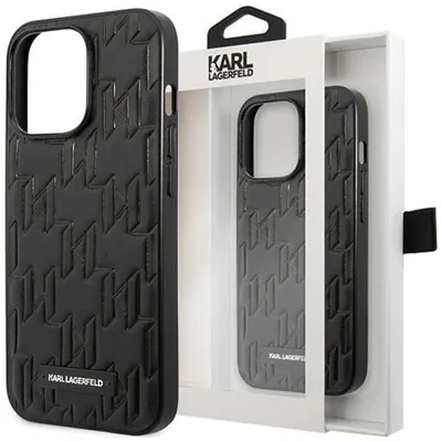 Produktbild von Karl Lagerfeld KLHCP13SMNMP1K iPhone 13 mini 5,4  Hardcase schwarz / schwarzes Monogram Plaque Handyhülle