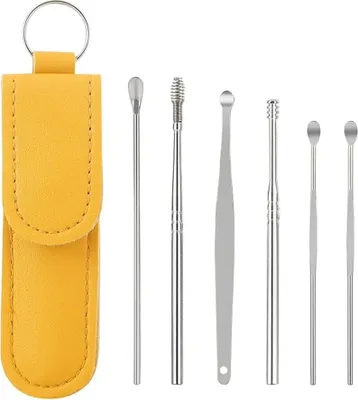 Produktbild von Innovatives Ohrenschmalz-Reinigungswerkzeug, 2024 Neu 6 teiliges Edelstahl Ohrenreiniger Entferner, ohrenreiniger Mit Aufbewahrungstasche für Reinigung der Ohrenschmalz (orange, 1 Stück)