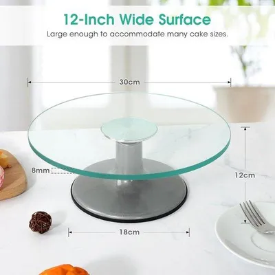 Image de Plateau à gâteaux rotatif avec revêtement antidérapant, idéal pour les accessoires de pâtisserie, diamètre 30,5 cm