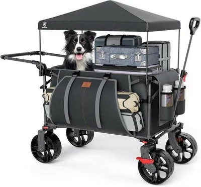 Produktbild von XXL Bolder Cart - Falthandwagen - Transport von Ausrüstung - Mit Dach und Bremse - 225 Liter - Grau