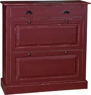 Produktbild von Casa Padrino Landhausstil Massivholz Schuhschrank Antik Bordeauxrot 103 x 35 x H. 105 cm - Landhausstil Garderobenmöbel