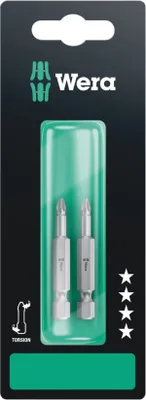 Produktbild von Wera Bit PZD Größe 1 Länge 50mm 1 / 4 Zoll 6-kant E6,3 zähhart Torsionsform Karte mit 2 St.855 / 4 TZ SB - 5134384001