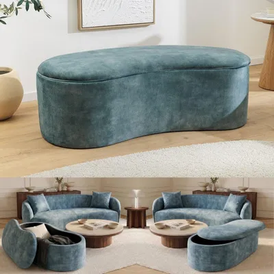 Produktbild von Design Polsterbank ARCO 120cm petrol Samt Sitzbank Stauraum