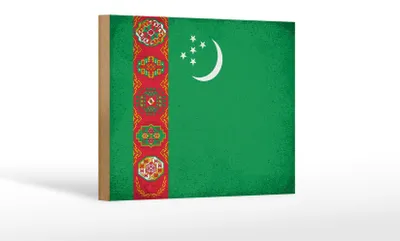 Produktbild von Holzschild Flagge Turkmenistan 18x12cm Flag Vintage Dekoration