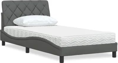 Produktbild von Möbel Bett mit Matratze Dunkelgrau 100x200 cm Stoff - Klassische Betten 3310721
