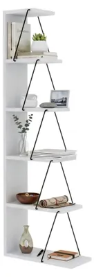 Produktbild von Bücherregal Dpallanc, Büroregal, Mobiler Buchhalter, Bücherbrett, 50x22h150 cm, Weiß und Schwarz