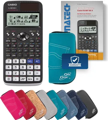 Produktbild von Casio FX-991 DE X Taschenrechner mit Schutztasche türkis und Fachbuch