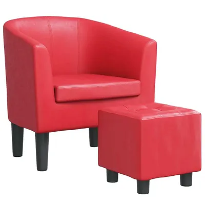 Produktbild von vidaXL Clubsessel mit Fußhocker Rot Kunstleder