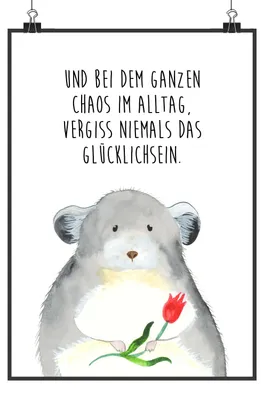 Produktbild von Mr. & Mrs. Panda Bild Chinchilla Blume DIN A5 - Weiß - Geschenk, Chinchillas, wanddeko, drucke, Plakat, Wandbild, Lustige Sprüche, Kunstdruck, Büro, Chaos, Liebeskummer