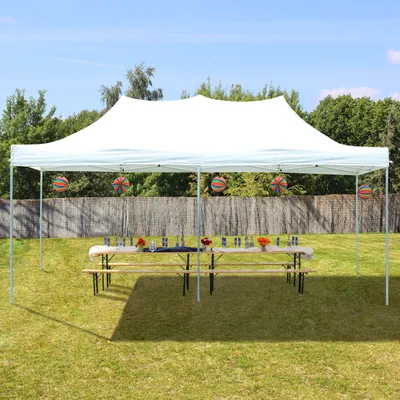 Produktbild von TOOLPORT 3x6m Stahl Faltpavillon, ohne Seitenteile, weiß