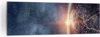 Produktbild von Bild auf Leinwand - Leinwandbild - Einteilig - Kosmos Erde Sonne - 160x50cm - Wand Bild - Wanddeko - Wandbilder - Leinwanddruck - Bilder - Wanddekoration - Leinwand bilder - Wandbild - AB160x50-4343