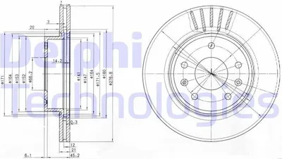 Produktbild von 2x DELPHI Bremsscheibe BG3702C für LAND ROVER Freelander SUV (L314) 51mm 277mm