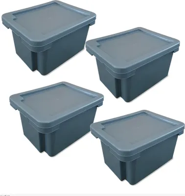 Produktbild von 4er Set Drehstapelbox Multibox Lagerbox Aufbewahrung Kiste Farbe grau 20 L mit Deckel