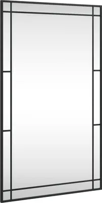A rectangular mirror with a black frame.