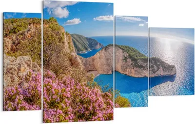 Produktbild von Bild auf Leinwand - Leinwandbild - Meer Sommer Blume - 120x70cm - Wand Bild - Wanddeko - Wandbilder - Leinwanddruck - Bilder - Kunstdruck - Wanddekoration - Leinwand bilder - Wandkunst - DL120x70-3741