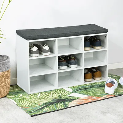Produktbild von HI Schuhregal mit Kissen 84,5x29x48 cm Weiß