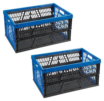Obrázek produktu pro Novaliv skládací box 45l modrý sada 2 kusů - Skládací box s praktickými držadly pro přenášení - Všestranný úložný box
