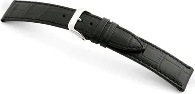 Produktbild von Happel Lederband Tampa 22mm schwarz mit Alligatorprägung