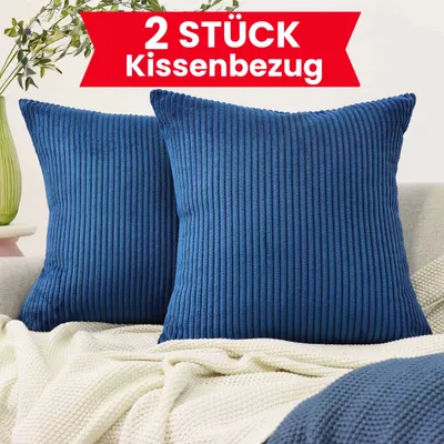 Produktbild von 2 Stück - 45x45 cm Kissenbezüge - 2er Set Kissenbezug - Kissenhüllen - Zierkissenbezüge für Sofakissen Dekokissen Kissen Zierkissen - Mitternachtsblau