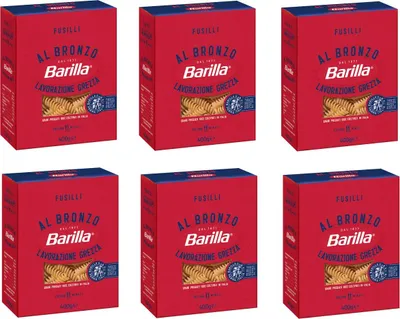 Produktbild von 6x Barilla Fusilli al Bronzo Bronze Gezogene Pasta 400g Rohe Verarbeitungsmethode