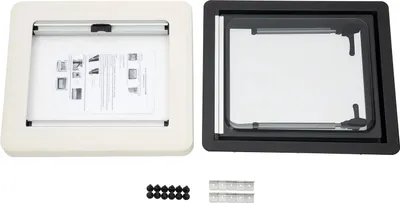 Obrázok produktu pre Vetrané okno pre karavany/obytné vozidlá – výklopné okno – hliníkový rám – so slnečnou clonou – sieťka proti hmyzu – čierne