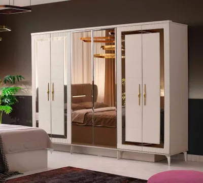 Immagine prodotto di Armadio Rettangolare Design Moderno Beige Oro Camera da letto bicolore