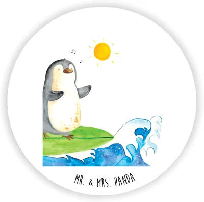 Produktbild von Mr. & Mrs. Panda magnet Pinguin Surfer - Weiß - Geschenk, Urlaub, für fotos, kühlschrank, Hawaii, Motiviert, Notizhalter, pinnwand, Optimistisch, Portugal