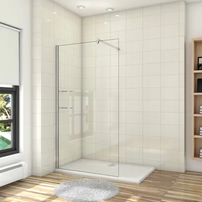 Produktbild von Duschabtrennung 100X200cm Walk in Duschwand Nano+ESG Sicherheitsglas Eckeinstieg Duschtrennwand