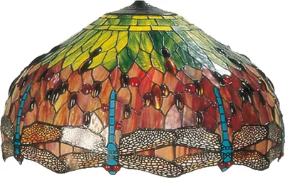 Produktbild von Clayre & Eef Lampenschirm Tiffany Ø 62x32 cm Grün Rot Glas Libelle
