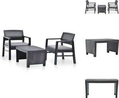Produktbild von vidaXL 3-tlg. Garten-Lounge-Set Kunststoff Anthrazit -  Gartenmöbel-Sets