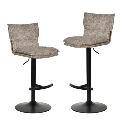 Productafbeelding van Duhome barkruk, set van 2, in hoogte verstelbaar, draaibaar, bekleed met bouclé, met voetsteun. Geschikt als keukenkruk voor bistro, bar of keuken, kleur: grijs