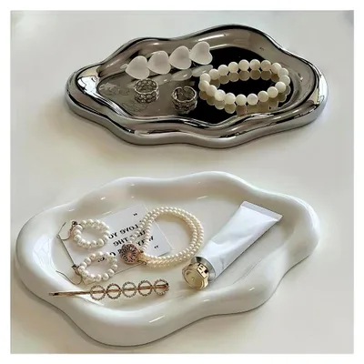 Produktbild von Schmucktablett für Damen, wolkenförmige Schmuckschale, Aufbewahrungshalter für Ringe, Ohrringe, Armbänder und Halsketten, Make-up-Organizer