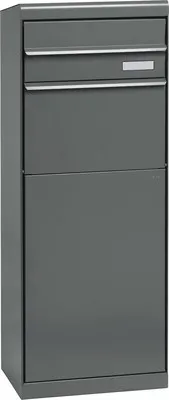 Produktbild von MEFA Paketbriefkasten Stahl pulverbeschichtet BxHxT 402/1091/310 mm Maple 662 Basaltgrau RAL 7012 semimatt Entnahme hinten 2-fach mit Namensschild