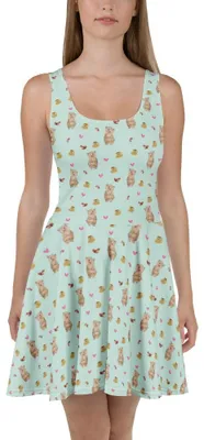 Produktbild von Mr. & Mrs. Panda Strandkleid Bär Kaffee S - Türkis - Geschenk, Herz Muster, Damenkleid, Kleid, Damen-Sommerkleid, Kaffeebohne, Ausgestelltes, Shirtkleid