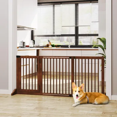 Produktbild von Hundezwinger - Hundegitter - Sicherheitsgitter - Tierabgrenzung - Treppenschutzgitter - Freistehendes Holzgitter