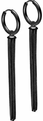 Produktbild von Chirurgenstahl Ohrclicker Creolen QUASTE Schwarz Innendurchmesser: 10mm + Designstärke: 1,6mm
