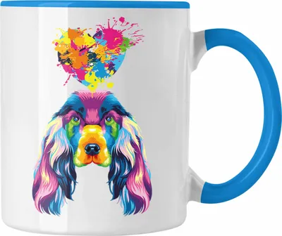 Produktbild von Trendation - Cocker Spaniel Herz Farbe Besitzer Tasse Geschenk Lustiger Spruch Geschenkidee Cocker Spaniel Liebhaber (Blau)