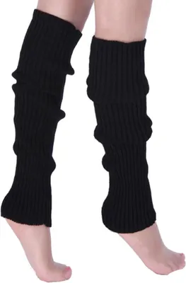 Productafbeelding van Dames Beenwarmers - Kniehoge Warmers - Warm Blijven - Dikke Kabel Gebreid - 60 g - Zwart