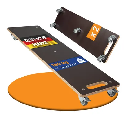 Produktbild von Rollbrett24® Lastenmeter 100x30cm – 180kg Traglast - 5 kugelgelagerte 360° Rollen, 2 mit Feststellbremse –für Möbel, Umzug, Pflanzenroller & Werkstatt