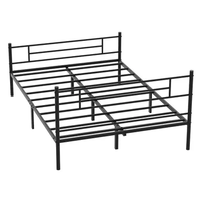 Produktbild von Metallbett 140x200 cm Bettgestell Schwarz, Stabiles Doppelbett mit Lattenrost, Belastbar bis 360kg, 26cm Stauraum unter dem Bett, Industrie-Design
