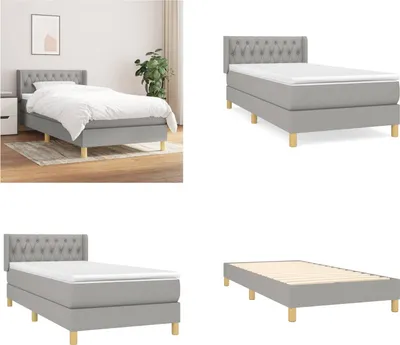 Produktbild von vidaXL Boxspringbett mit Matratze Hellgrau 90x190 cm Stoff - Boxspringbett - Boxspringbetten - Bett - Schlafzimmermöbel