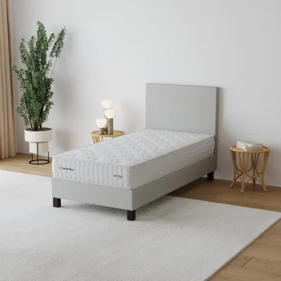 Produktbild von Polsterbett Einzelbett 100x200cm Hellbeige inkl. Matratze