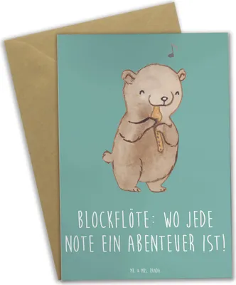 Produktbild von Mr. & Mrs. Panda Grußkarte Abenteuer Blockflöte - Meeresbrise - Geschenk, Musik, hochzeitskarten, Musiker, Bassblockflöte, Musikinstrument, Lernen, Noten, Instrument